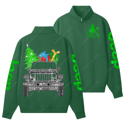 Merry Christmas Bling Jp Half-Zip Jacket Sweatshirt