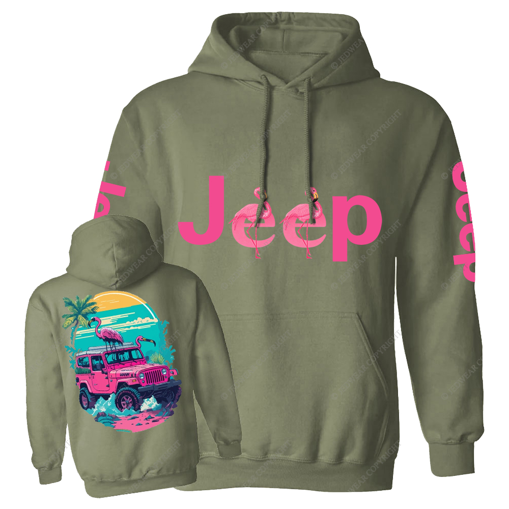 Pink Off-Road And Pink Swan Flamingo On The Seashore Jp Casual Hoodie
