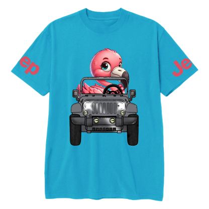 Flamingo Driving Car vJp T-Shirt
