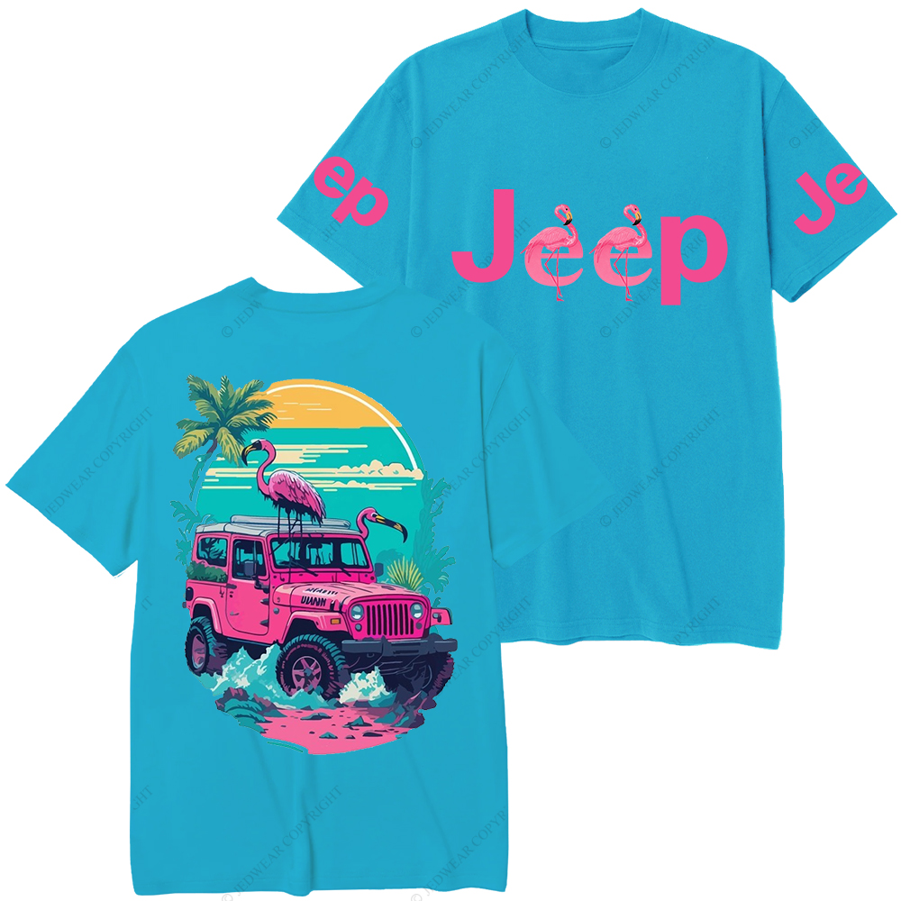 Pink Off-Road And Pink Swan Flamingo On The Seashore Jp T-Shirt