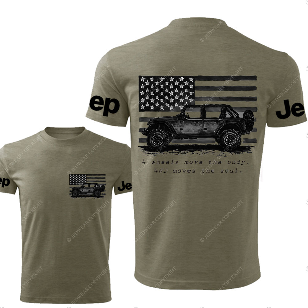 Classic 4WD and American Flag Comfort Colors American Offroad Jp  T-shirt