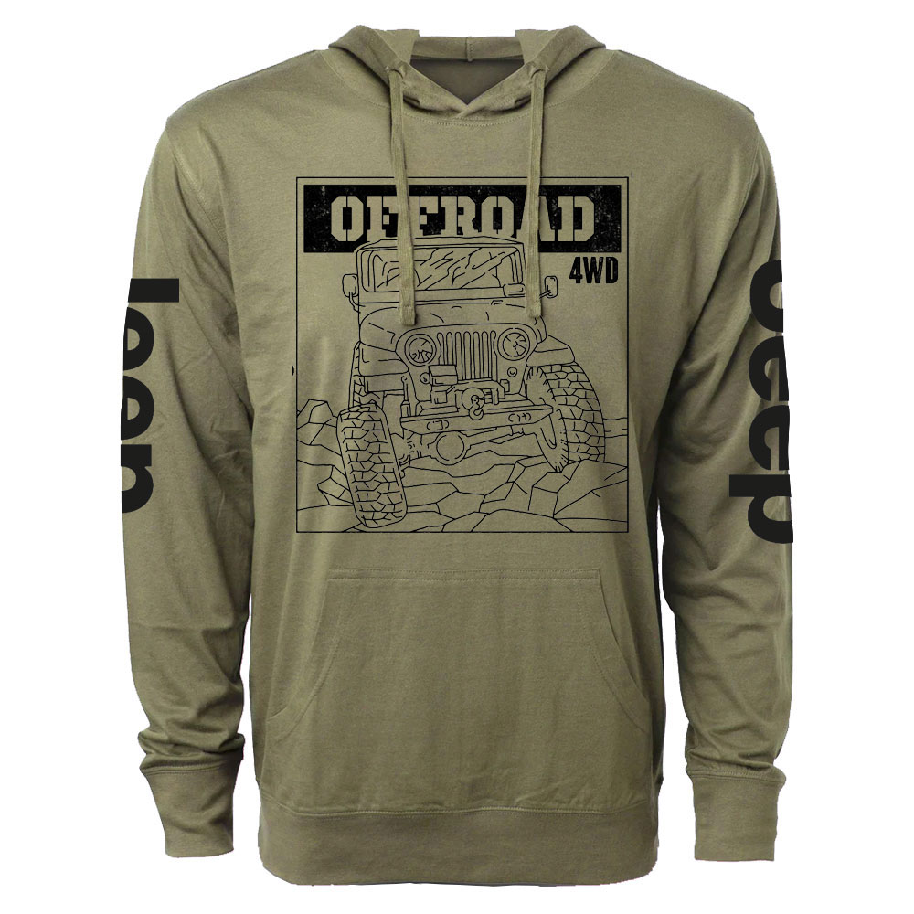 Jp CJ7 Offroad 4WD Line Art Oversized Lightweight Hoodie