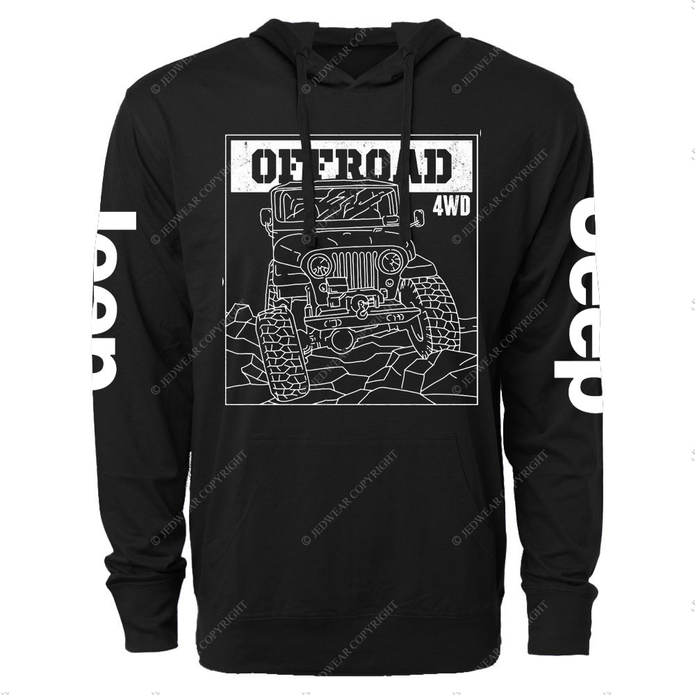 Jp CJ7 Offroad 4WD Line Art Oversized Lightweight Hoodie