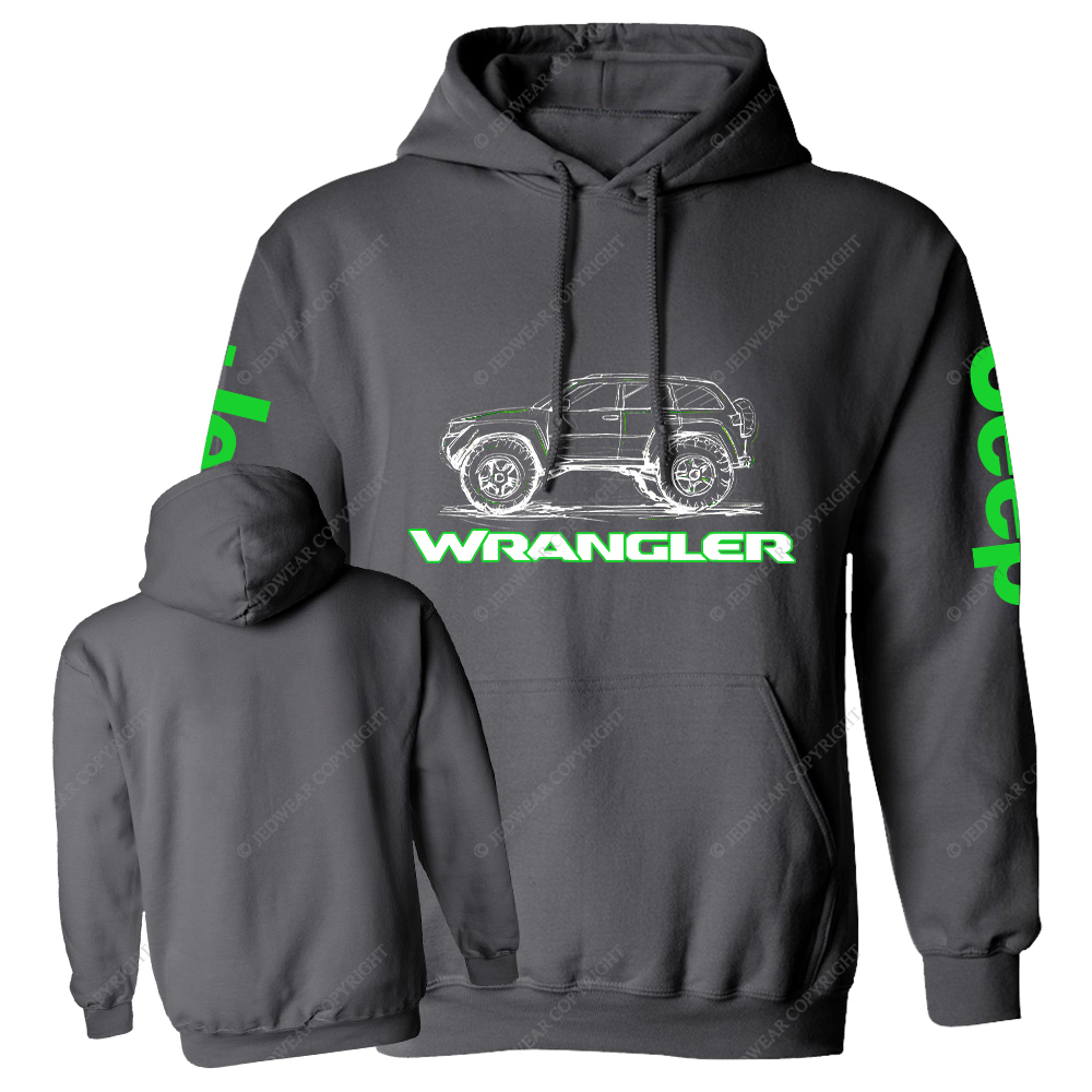 Green Hand-Painted Off-Road Car Country Jp Casual Hoodie