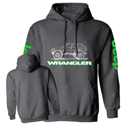 Green Hand-Painted Off-Road Car Country Jp Casual Hoodie