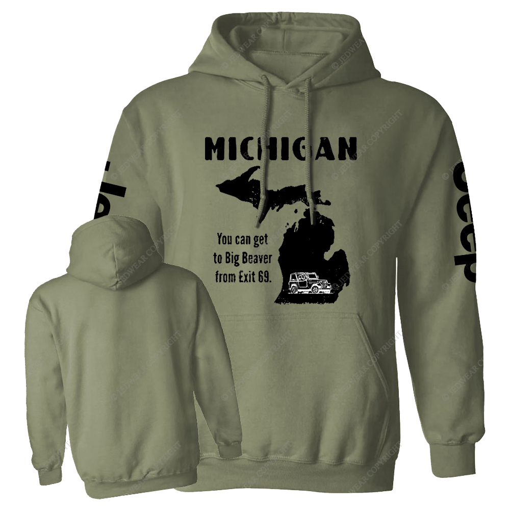Michigan You Can Get To Big Beaver From Exit 69 Map Of America Jp Casual Hoodie