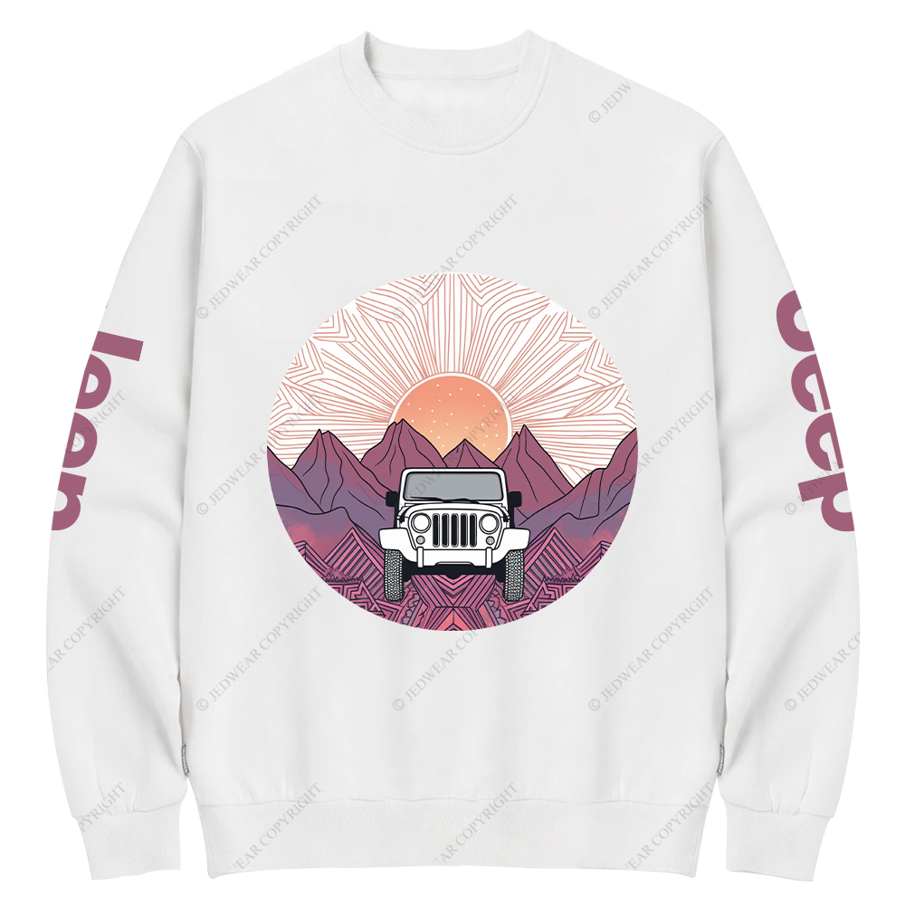 A Car Driving Through A Mountain Jp Crew Neck Sweatshirt