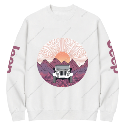 A Car Driving Through A Mountain Jp Crew Neck Sweatshirt