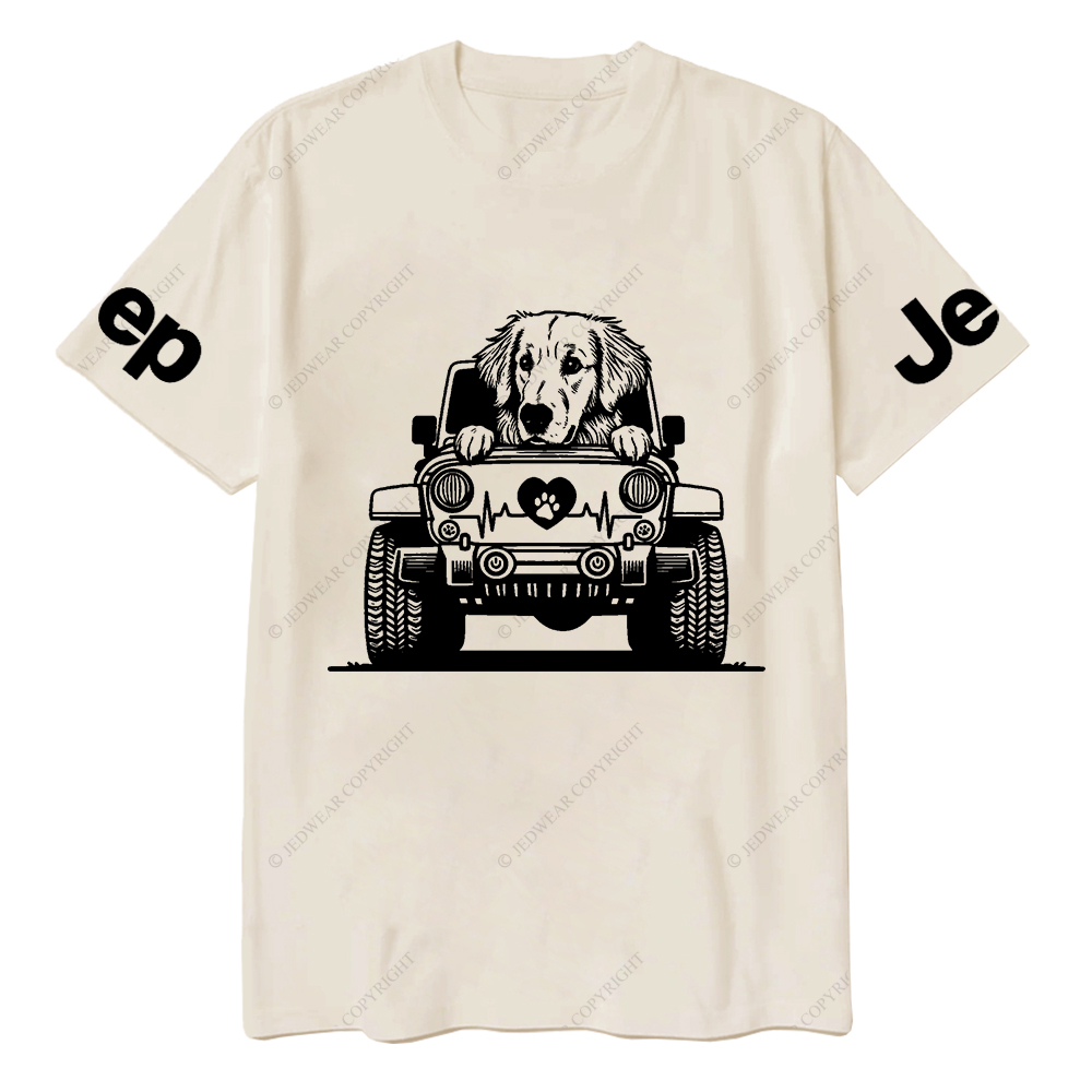 Golden Retriever Peeking On Car Jp T-Shirt
