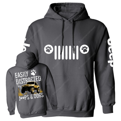 Easily Distracted By Car And Dogs Jp Casual Hoodie