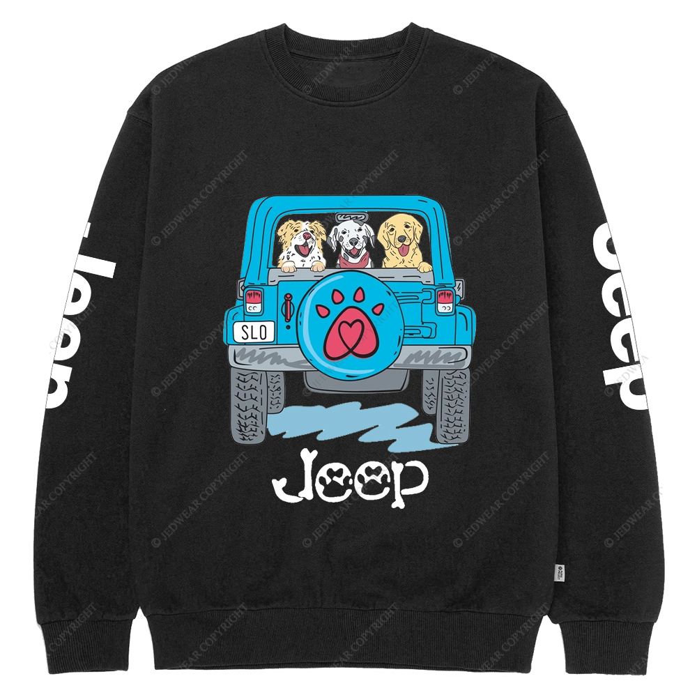 Dogs Pets Travel In Car Jp Crew Neck Sweatshirt