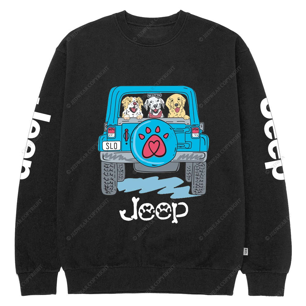 Dogs Pets Travel In Car Jp Crew Neck Sweatshirt