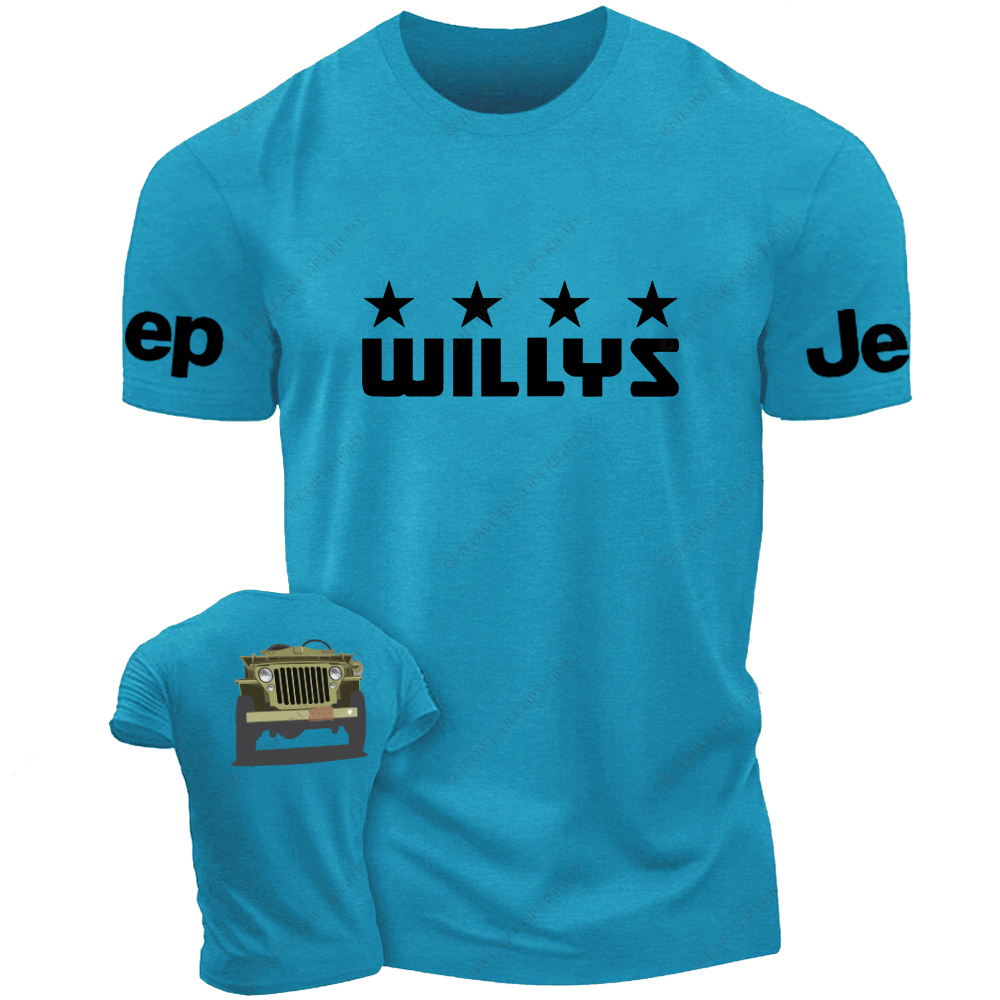 Willys Car WW2 Colorful Hand-Painted Jp T-Shirt