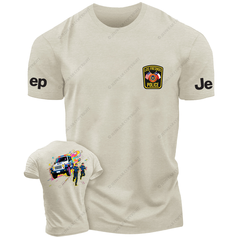 Police Car And Running Policeman JP T-Shirt