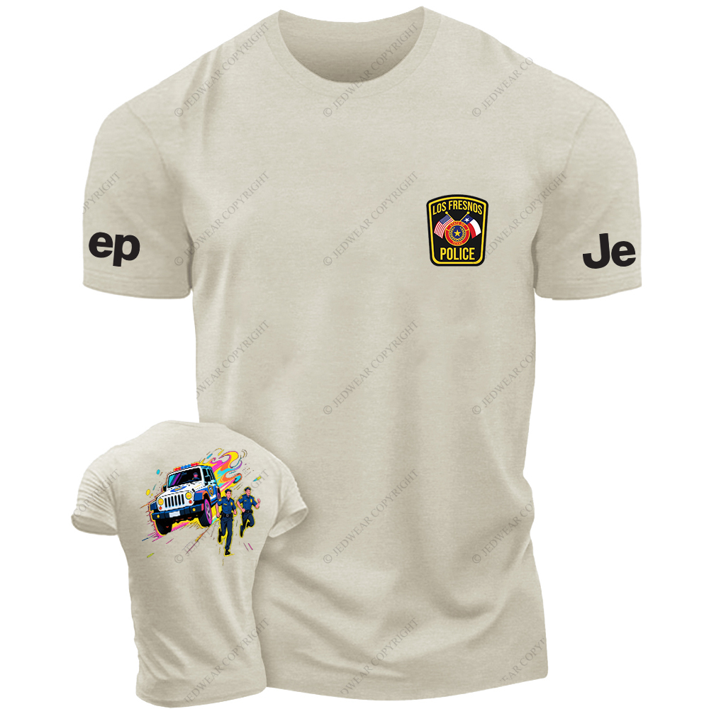 Police Car And Running Policeman JP T-Shirt