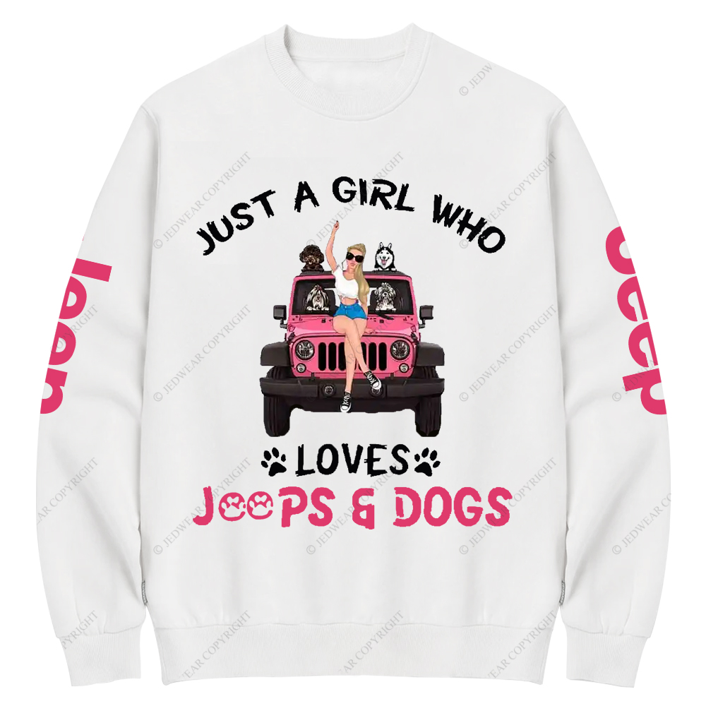 Just A Girl Who Loves Car And Dogs Jp Crew Neck Sweatshirt