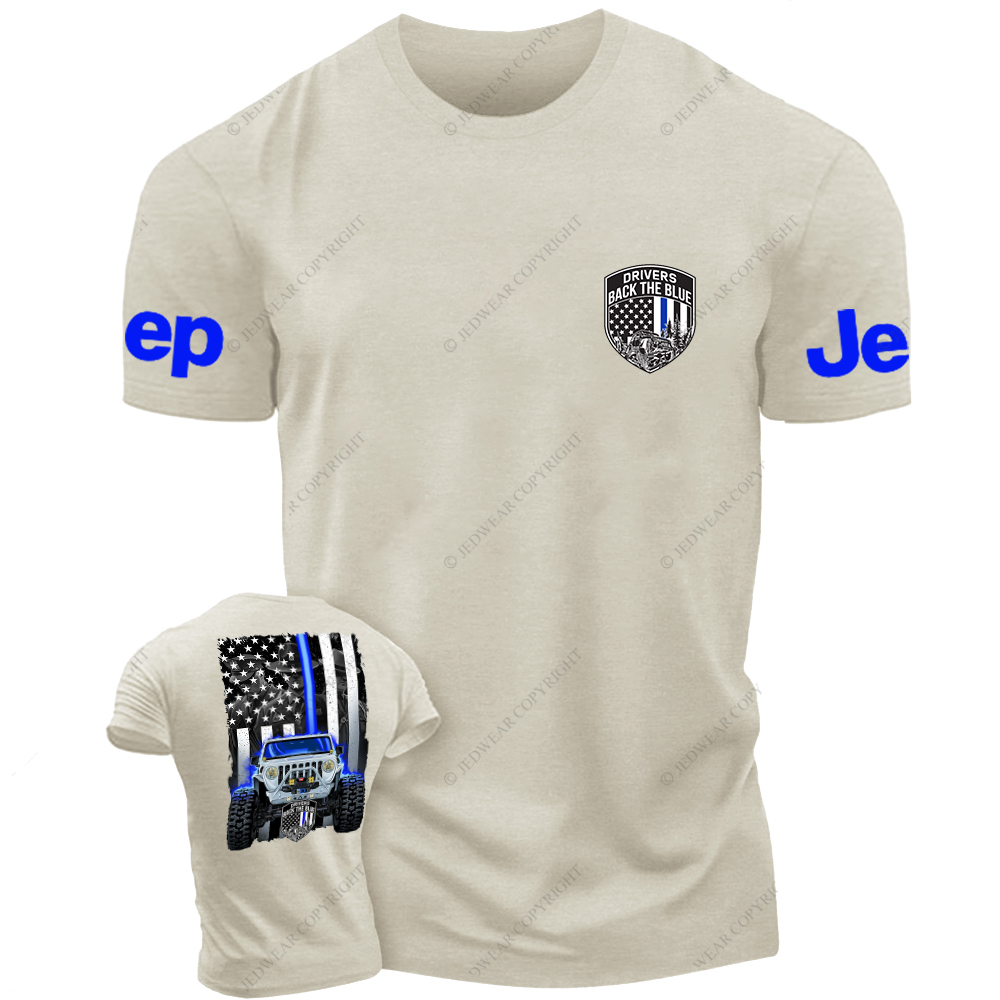 Drivers Back The Blue American Flag Policeman Police Car Badge Jp T-Shirt