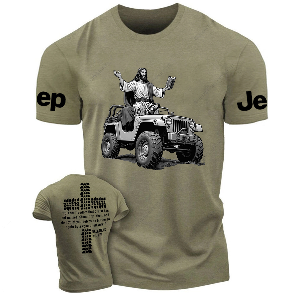 Galatians 5:1 NIV Religion Cross Jesus Bible Wheelmarks Psalm Jp T-Shirt
