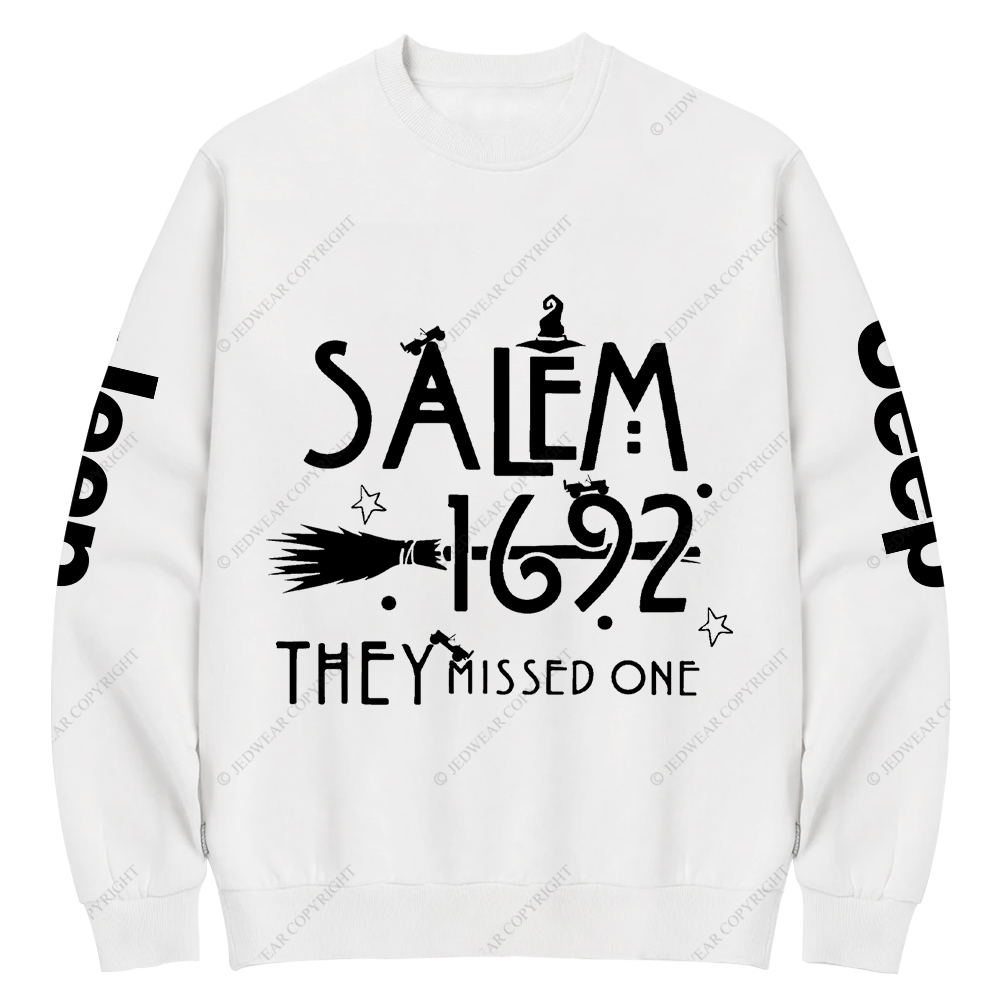 Salem 1692 Halloween Cap They Missed One Jp Crew Neck Sweatshirt
