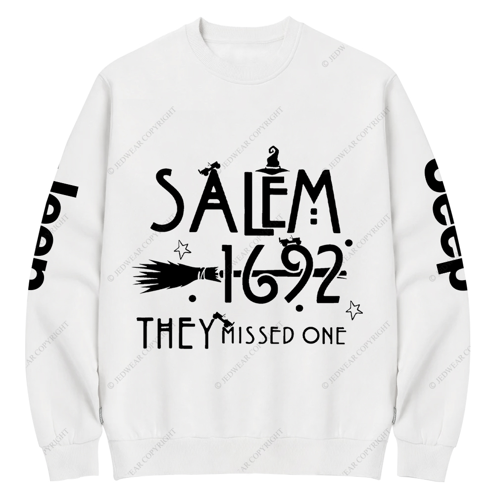 Salem 1692 Halloween Cap They Missed One Jp Crew Neck Sweatshirt
