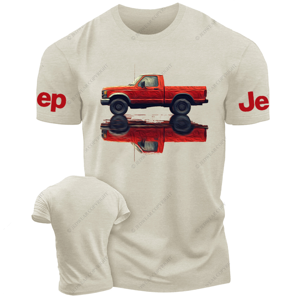Red Off-Road Vehicle Truck Oil Painting Jp T-Shirt