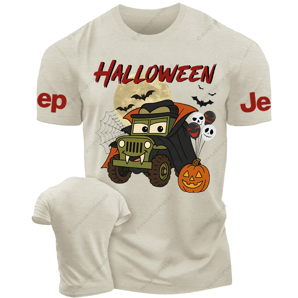 Funny Car Halloween Skull Bat Spider Web Jp T-Shirt