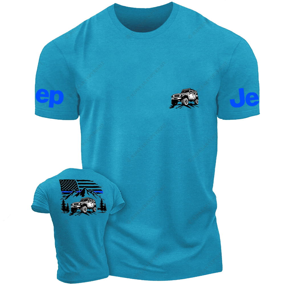 Jp Police Blue Line American Flag Mountains Silhouette Jp T-Shirt