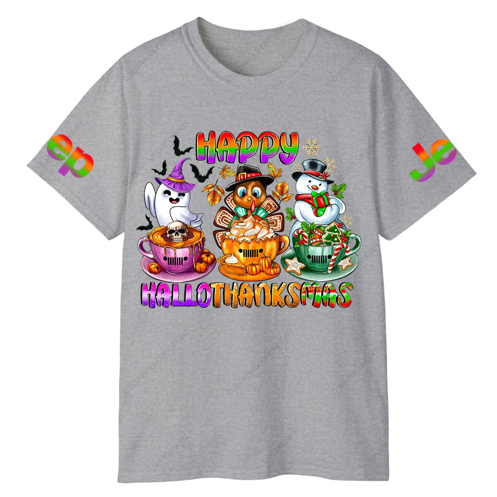 Happy Hallothanksmas Halloween Christmas Thanksgiving Jp T-Shirt