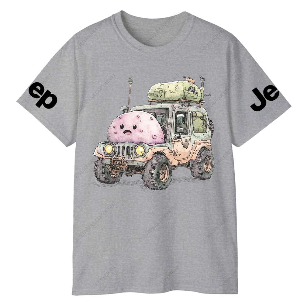 Funny Monster Truck With Luggage On Wheels Watercolor Illustration Jp T-Shirt