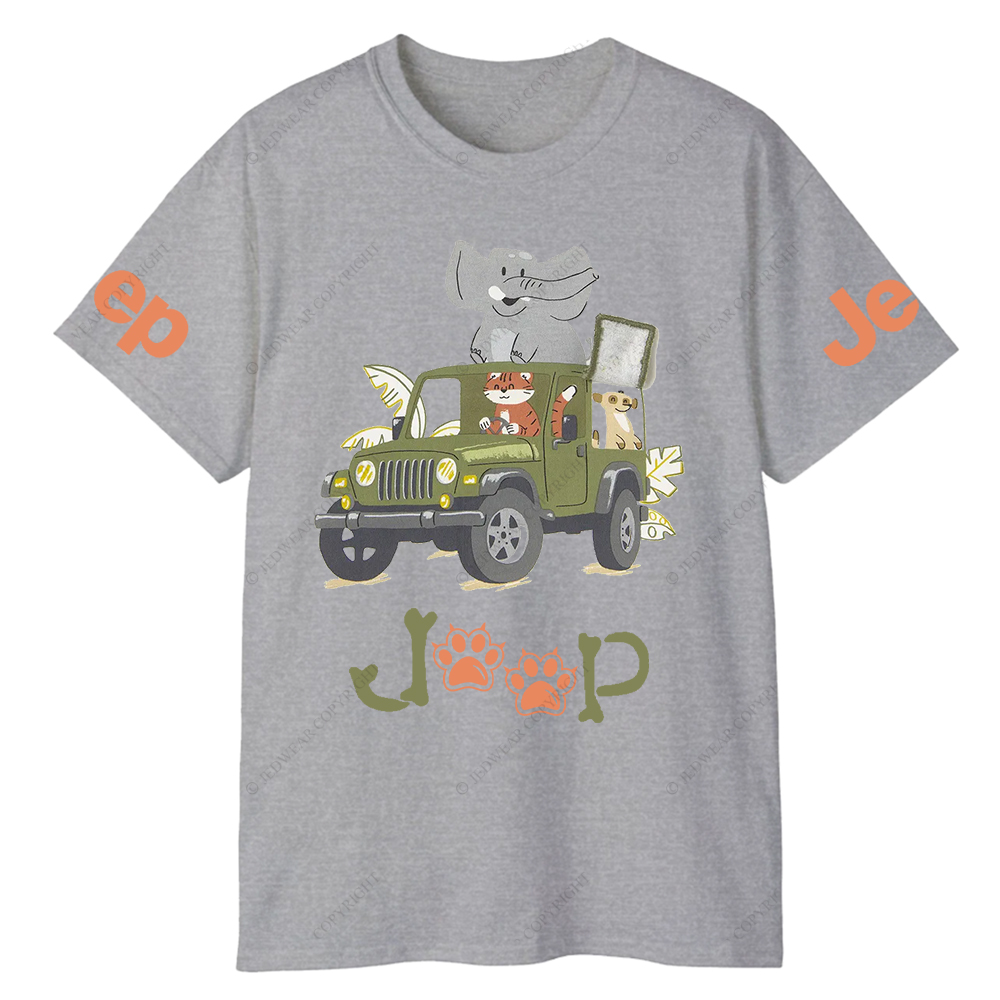Cartoon Cat Driving A Car And Elephant Funny Jp T-Shirt