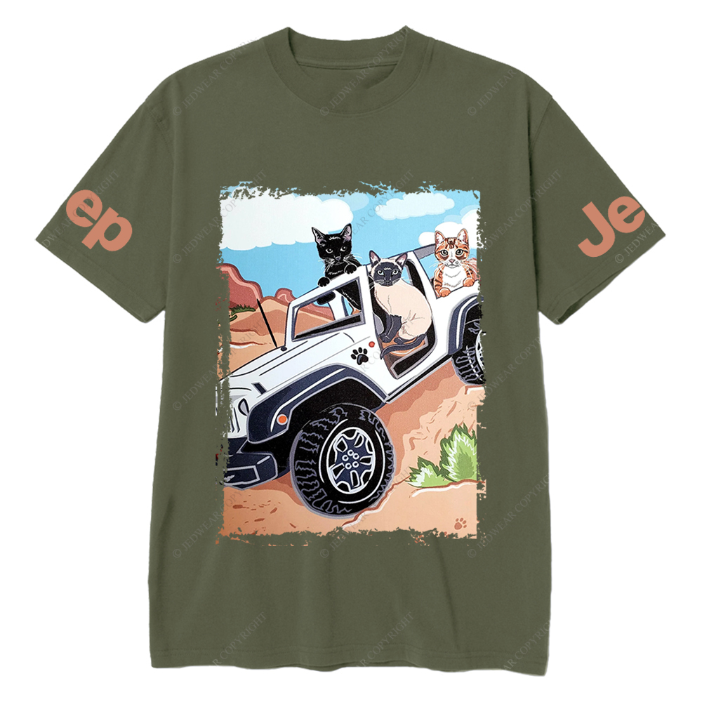 Funny Off-Road Cute Cartoon Cats Jp T-Shirt