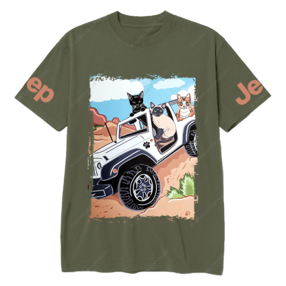 Funny Off-Road Cute Cartoon Cats Jp T-Shirt
