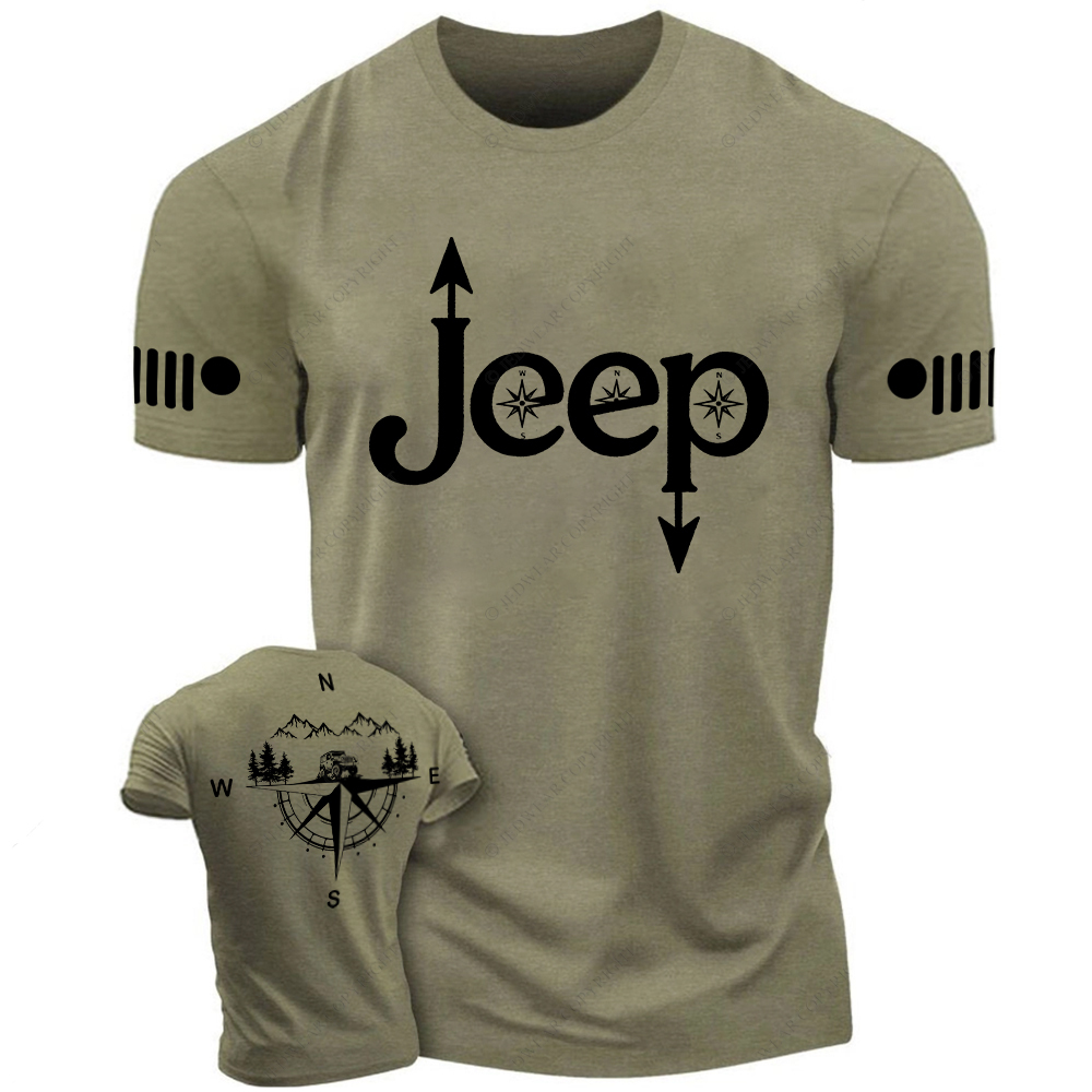 Compass Mountains And Trees Front And Rear Design Jp T-Shirt