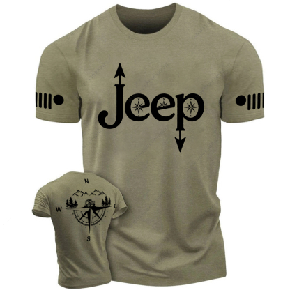Compass Mountains And Trees Front And Rear Design Jp T-Shirt