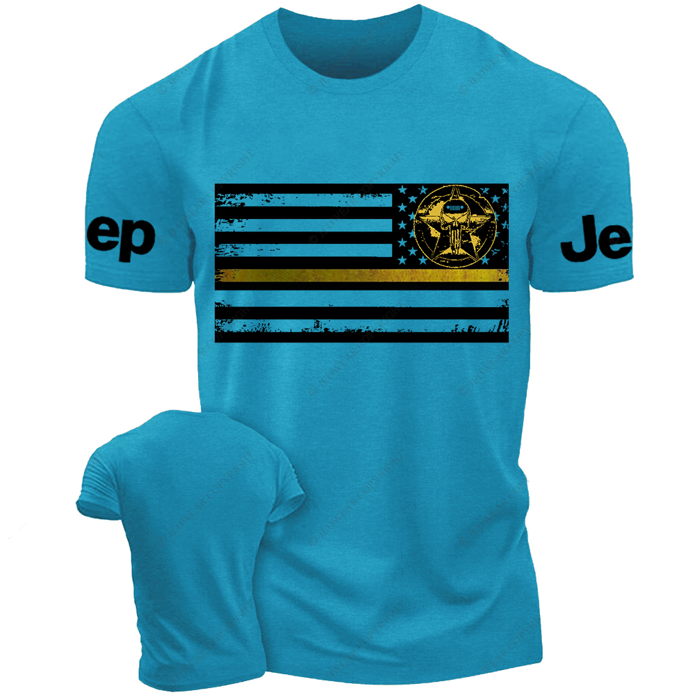 Reverse Thin Yellow Line Metal American Flag Jp T-Shirt