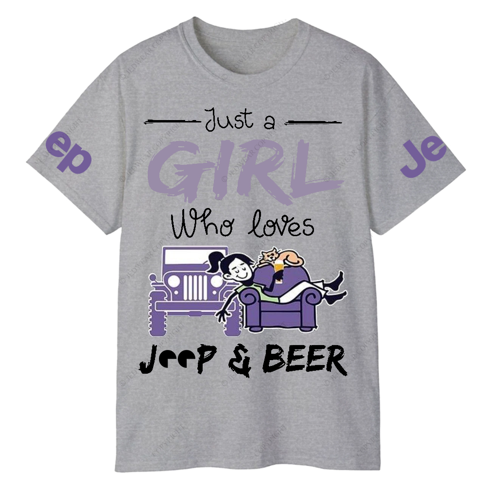 Just A Girl Who Loves Car And Beer Jp T-Shirt