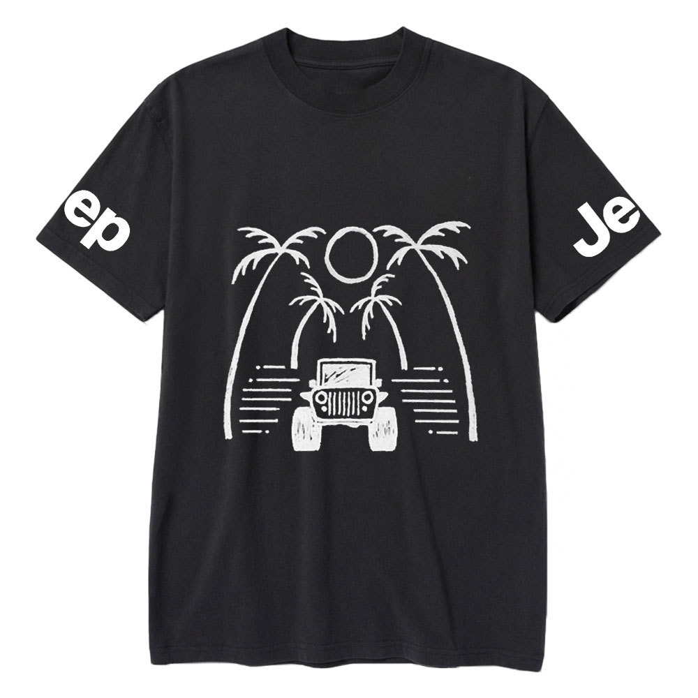 Jp Casual Palm Tree Hand-Painted Print T-shirt