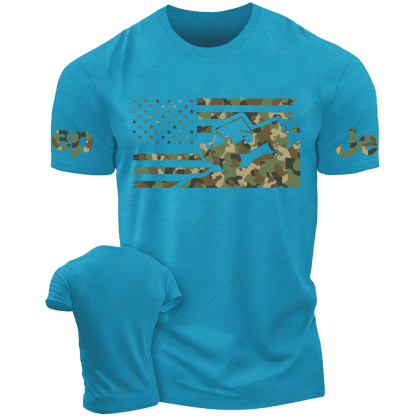 Willys  Camouflage Color American Flag Jp T-Shirt