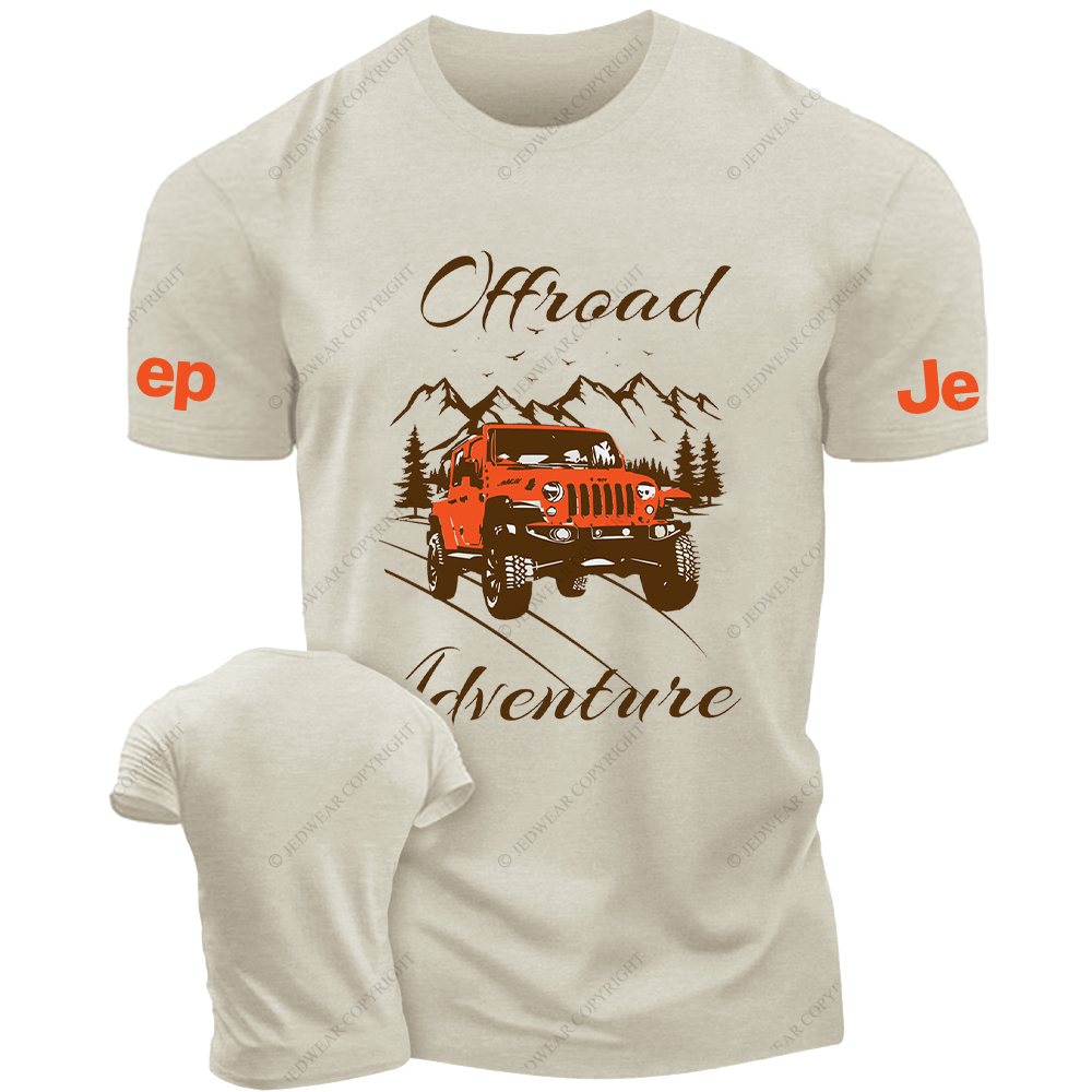 Off-Road Adventure Orange Vehicle Driving On The Road JP T-Shirt
