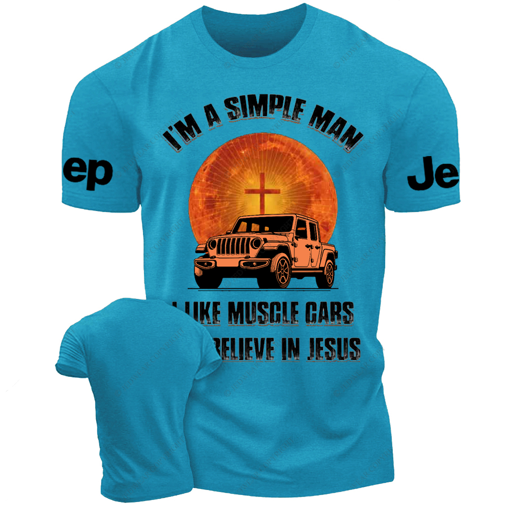 Religion I Am A Simple Man I Like Drag Racing And Believe In Jesus Jp T-Shirt