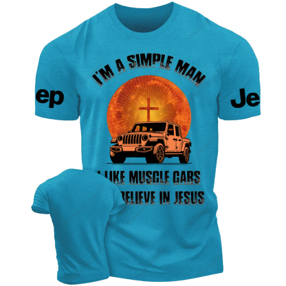Religion I Am A Simple Man I Like Drag Racing And Believe In Jesus Jp T-Shirt