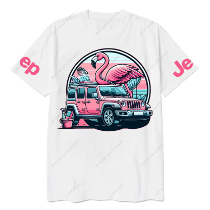 Pink Car Flamingo Jp T-Shirt