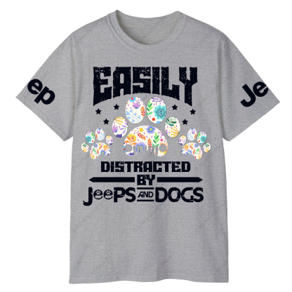 Easily Distracted By Car And Dogs Pet Paw Jp T-Shirt