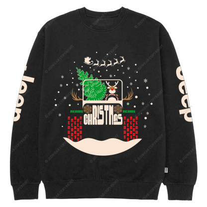 Reindeer Off Road Car Christmas Jp Crew Neck Sweatshirt