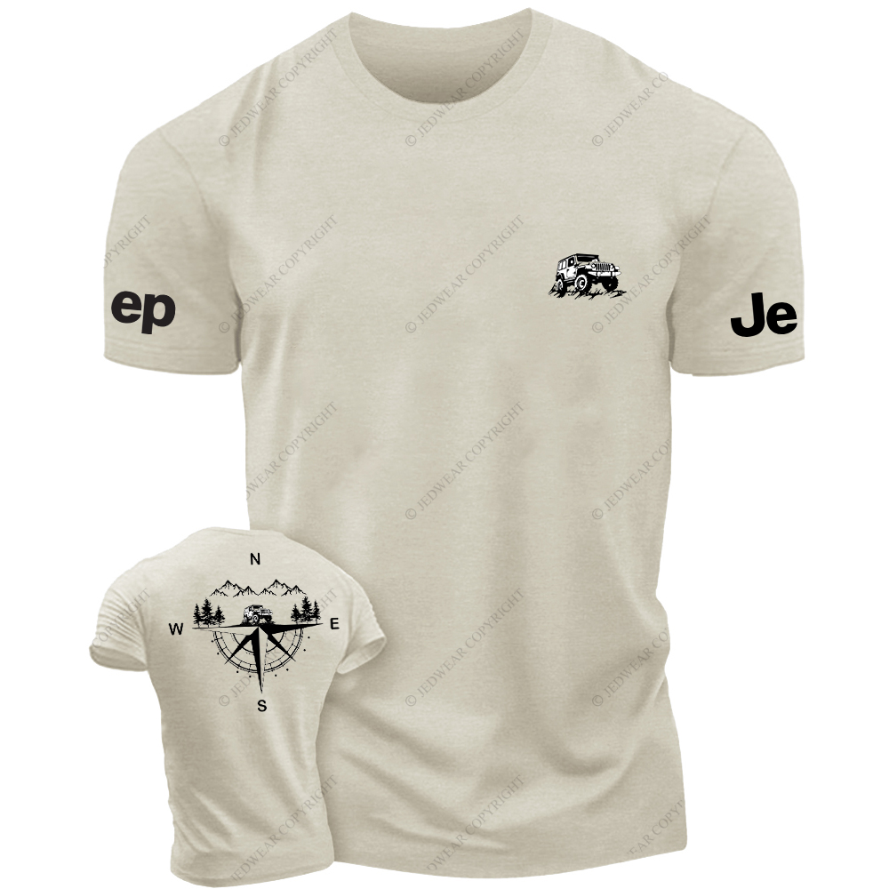Compass Mountains And Trees Front And Rear Design JP T-Shirt