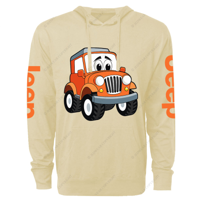 Cartoon Funny Cute Orange Car Jp  Lightweight Hoodie