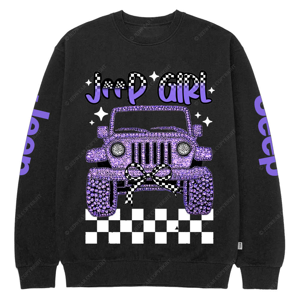 Girl Purple Car Bling Bling Jp Crew Neck Sweatshirt