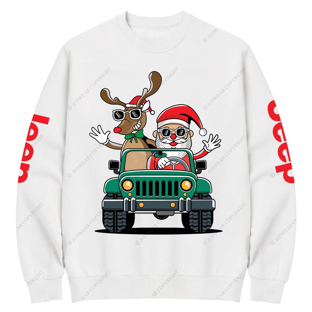 Santa And Reindeer Driving Christmas Jp Casual Hoodie
