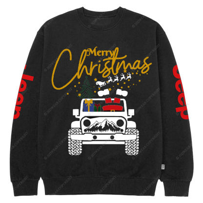 Merry Christmas Car Mountain Jp Crew Neck Sweatshirt