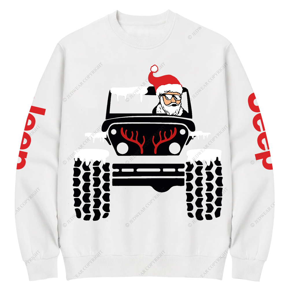Christmas Santa Claus Driving Offroad Jp Crew Neck Sweatshirt